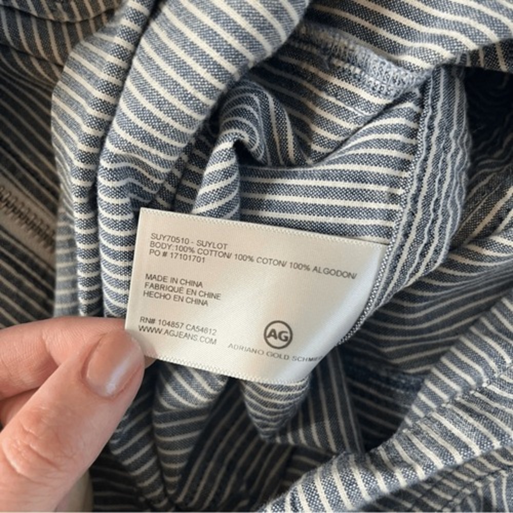 Adriano Goldschmied Rochelle Romper Chambray Stripe Blue Zipper front Small NWOT - Picture 16 of 16